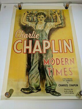 Charlie Chaplin MODERN TIMES BIG POSTER Print 38 x 26 in. / 3 x 2 feet Used.